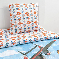 Постельное белье 1,5 сп "Самолеты" 143*215 см, 150*214 см, 70*70 см -1 шт, 100% хлопок, поплин 125 г/м2