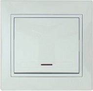 Выключатель Lezard Mira 1-клавишный, скрытой проводки с индикатором белый