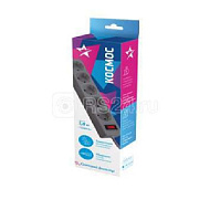 Удлинитель с сетевым фильтром 5х1.8м с заземл. 10А IP20 2.2кВт 3х0.75 индикатор сети сер. Космос FKsm1.8m-5g(G) ,472205