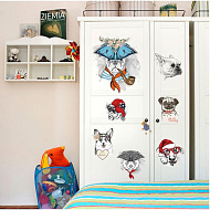 7599465 Наклейка пластик интерьерная цветная "Звери в разных головных уборах" 50х70 см