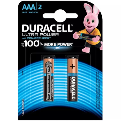 Элемент питания алкалиновый LR03-2BL Ultra Power (блист.2шт) Duracell Б0038760, 523507