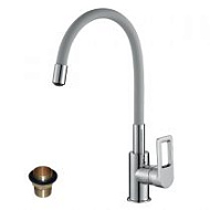 Смеситель для кухни Rossinka, хром/серый, высокий излив Z35-35U-Gray