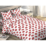 Постельное белье "Этель" дуэт Яркий поцелуй 143*215 см-2 шт, 220*240 см, 70*70 см-2 шт,100% хл, бязь