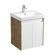 Тумба-умывальник Акватон Сканди Doors 55, с раковиной Адриана-55, Белый/Дуб рустикальный