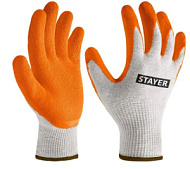 11403-XL STAYER ULTRA, L-XL, х/б перчатки с рельефным латексным покрытием, противоскользящие