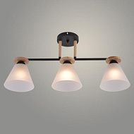 Люстра XA1630B/3 BK+WOOD чёрный+дерево 3х60W E27 d635 h295, HN25
