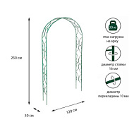 Арка садовая, разборная, 250 × 120 × 30 см, металл, зелёная, «Узор-2»