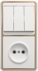 Блок комбнированный БКВР-039 3 клавишный выключатель+розетка, золото