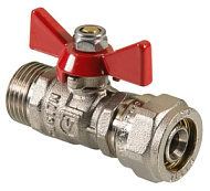 Кран шаровой обжимной 16х1/2" НР никель