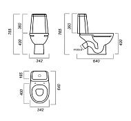 Унитаз-компакт Sanita Марс комфорт, белый, 2 режима, дюропласт микролифт, безободковый