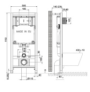 Инсталляция Lemark PENEDA  Комплект 3в1  унитаз подвесной безободковый