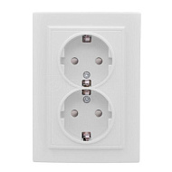 453866 Розетка 2-м СП Минск 16А защ. шторки с заземл. бел. Basic EKF ERR16-128-100