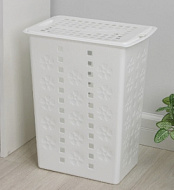 873290 Корзина для белья с крышкой «Виолетта», 30 л, 36×26,5×47,5 см, цвет белый