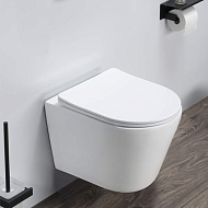 Унитаз подвесной Comforty 105, белый, безободковый ,сиденье дюропласт softclose тонкое, быстросъёмн