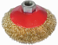 35143-115 Щетка MIRAX коническая для УШМ, витая стальная проволока 0,3 мм, d=115 мм