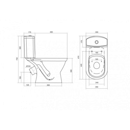 00003132738 Унитаз-компакт Santek Алькор, белый, 2 режима, полипропилен