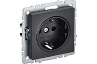 Розетка IEK BRITE РС11-1-0-БрЧ 16А с заземл. без защ. шторки черн. BR-R11-16-K02