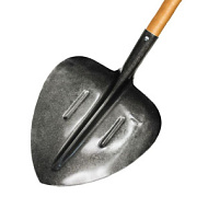 Лопата совковая ЛСП рельсовая сталь, щебеночная, с ребрами жесткости с крашеным, деревянным черенком
