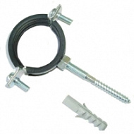 Хомут обрезиненный 3/4" (25-30мм) с шурупом М8*70 и дюбелем