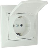 193137 Розетка Lezard Mira 1-м СП с/з керам. белый с защитой 701-0202-123