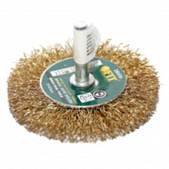 38510 Корщетка-колесо FIT, со штифтом, стальная латунированная волнистая проволока 100 мм