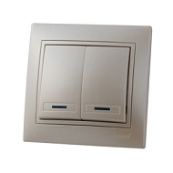 Выключатель Lezard Mira 2-кл СП с подсвет. жемчуж. бел. перламутр 701-3030-112