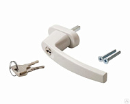 Ручка оконная с замком,металлическая, белая