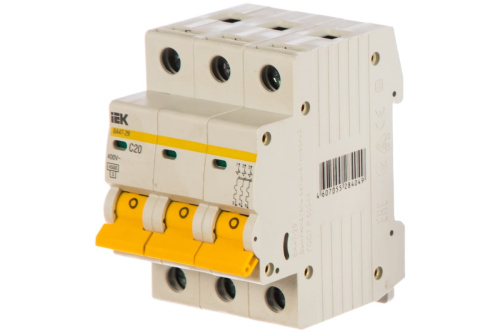 Выключатель автоматический модульный IEK 3п C 20А 4.5кА ВА47-29 MVA20-3-020-C