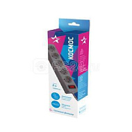 Удлинитель с сетевым фильтром 5х3м с заземл. 10А IP20 2.2кВт 3х0.75 индикатор сети сер. Космос FKsm3m-5g(G) ,472206