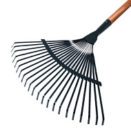 О1580 Грабли Веерные 22-зубые пластинчатые с черенком крашеным `Урожайная сотка`