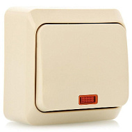 Выключатель 1-кл. ОП Этюд 10А IP20 с индик. крем. SchE BA10-005K ,87930