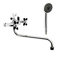 2619236 Смеситель для ванны Accoona A7182F, двухвентильный, с душевым набором, силумин, черный/хром