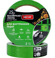 Лента клейкая малярная DECOR для внутренних работ 38мм х 25м, зеленая
