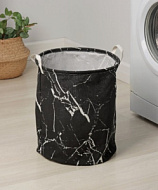 5477673 Корзина текстильная Доляна «Мрамор», 35×45 см, цвет чёрный