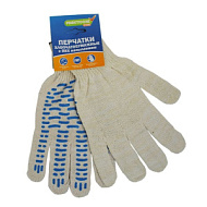 Перчатки ХБ 5 нитей 10 класс с ПВХ `Волна` белые