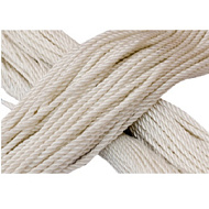 Шнур плетеный ПЭ 6 мм, 24-пряди, с сердечником,  белый, 20м