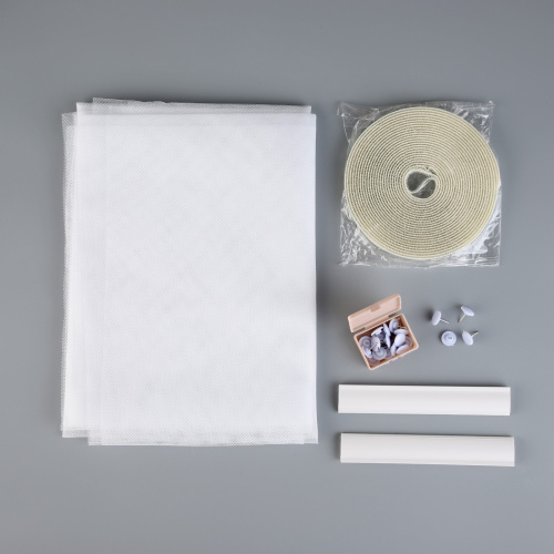 MSN020PPW Сетка москитная с крепежом и ПВХ профилями для дверных проемов,1,5*2 м, в пакете, белая