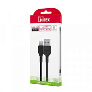 Кабель USB(A)шт. - 8 pin (lighting, iphone) Mirex 1 м, 2.4A, б/зар., чёрный, в коробке
