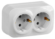 Розетка 2-м ОП IEK GLORY РС22-3-ХБ 16А с заземл. бел. ERH21-K01-16