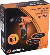 Дрель-шуруповерт аккумуляторная Вихрь ДА-12-1 (1,5 А/ч)  72/14/11