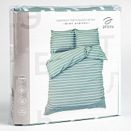Постельное белье "Этель" евро Mint stripes 200*217 см, 220*240 см, 70*70 см -2 шт, 100% хлопок, поплин