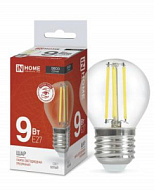 Лампа светодиодная LED-ШАР-deco 9Вт шар прозрачная 4000К нейтр. бел. E27 1040лм 230В IN HOME 4690612026282