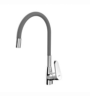 K1003CG Смеситель для кухни AWP Sintur с гибким силиконовым изливом, хром/серый