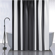 01-97 Штора для ванной Санакс Черные полосы 180х180 мм без колец