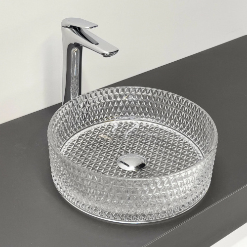 CF21003 Накладная раковина COMFORTY стеклянная, прозрачное стекло