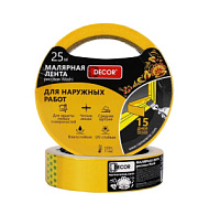Лента клейкая малярная DECOR для наружных  работ 38мм х 25м, оранжевая