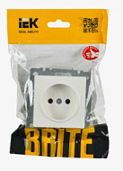 1984959 Розетка IEK BRITE РСР14-1-0-БрАБ 16А в сборе с заземл. защ. шторки арктич. бел.
