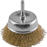38468 Корщетка-чашка FIT, со шпилькой, стальная латунированная волнистая проволока 75 мм