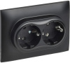 Розетка 2-м SKANDY 16А с заземл. без защ. шторок в сборе SK-R08Bl черн. IEK