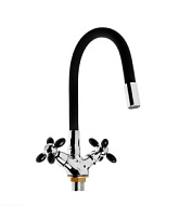 Смеситель для кухни Accoona, двухвентильный, с гибким изливом, черный A4882F-1